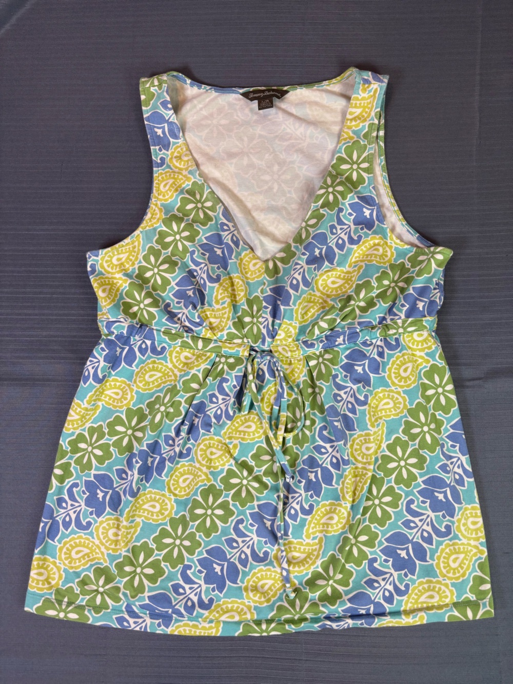 Tommy Bahama Sleeveless Tropical Top Women’s Large Floral Paisley Tunic Tank